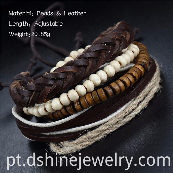 Wooden Beads Leather Bracelet